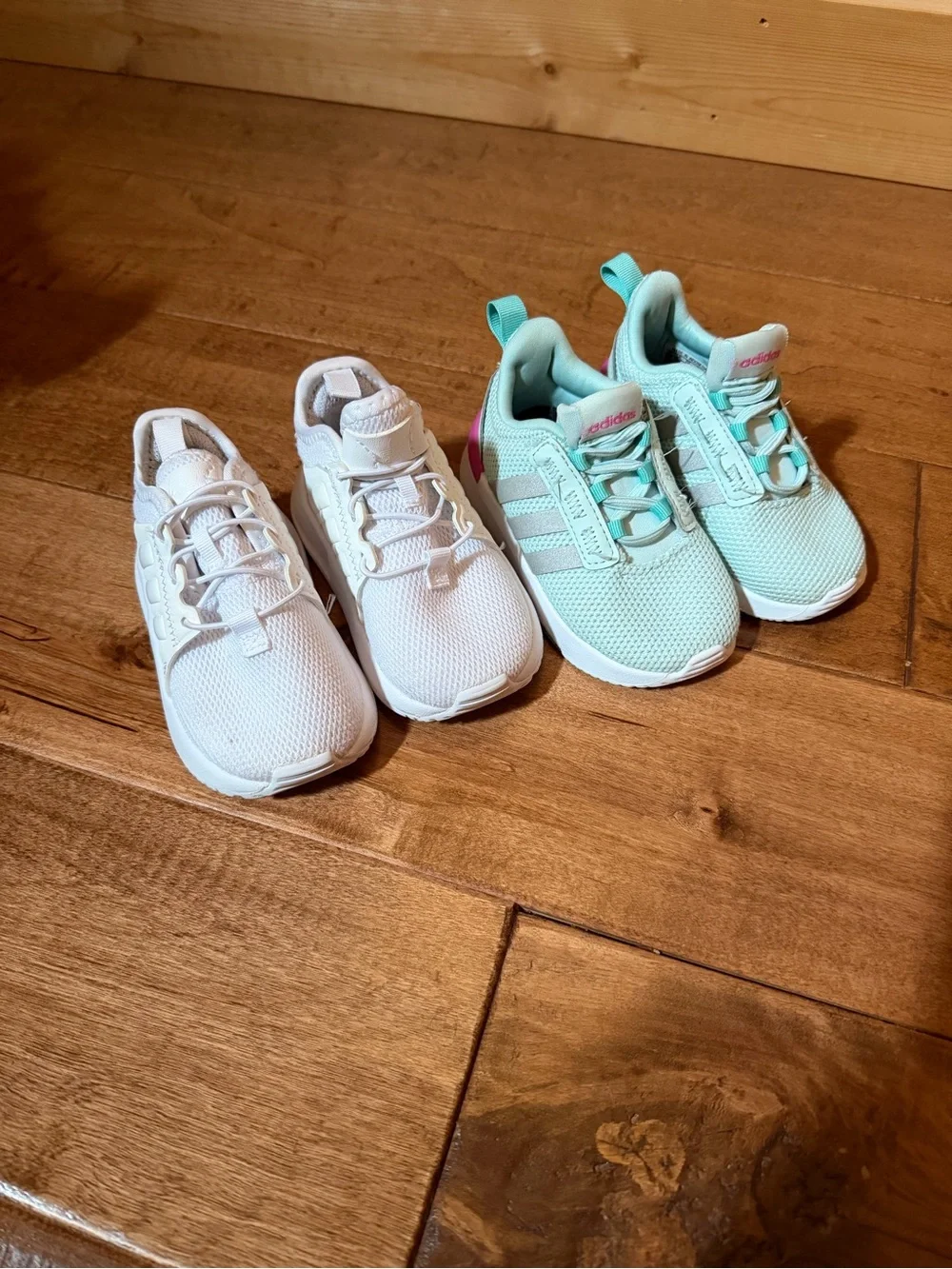 adidas Kids Sneakers - White & Mint with Pink Accent